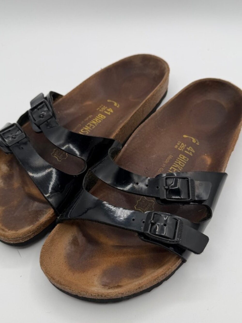 Birkenstock IBIZA Black Patent Double Strap Slide Sandal Shoes Size 41 US 10